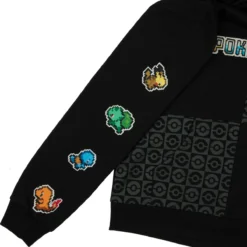 POKEMON Starter Pokémon Black & Grey Panel Hoodie -Atsuko Sale Store HDA56KFPOK 03