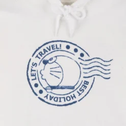 Lets Travel! Doraemon Postcard White Hoodie -Atsuko Sale Store HDM1981DMN 2