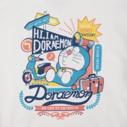 Lets Travel! Doraemon Postcard White Hoodie -Atsuko Sale Store HDM1981DMN 4