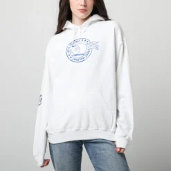 Lets Travel! Doraemon Postcard White Hoodie -Atsuko Sale Store HDM1981DMN ecomm