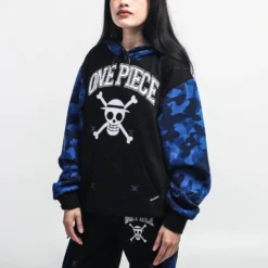 One Piece Straw Hat Crew Blue Camo Hoodie -Atsuko Sale Store HDM666LONP ecomm LUNASMALL 3