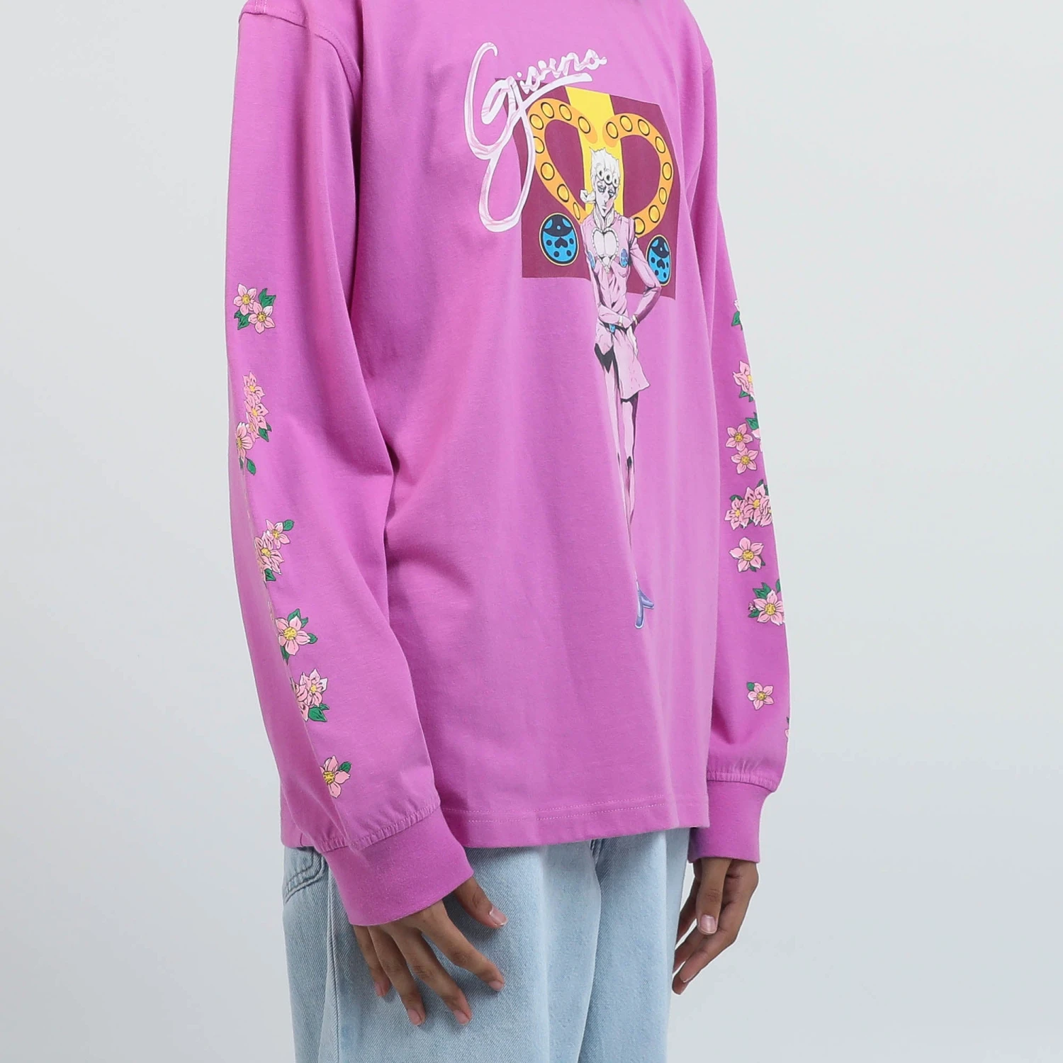 Golden Wind Giorno Floral Pink Long Sleeve 7 Golden Wind Giorno Floral Pink Long Sleeve - Image 5