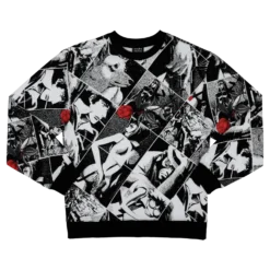 Manga Panels And Roses Crew Neck Sweatshirt