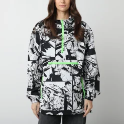 Crew Panels Black And White Packable Anorak