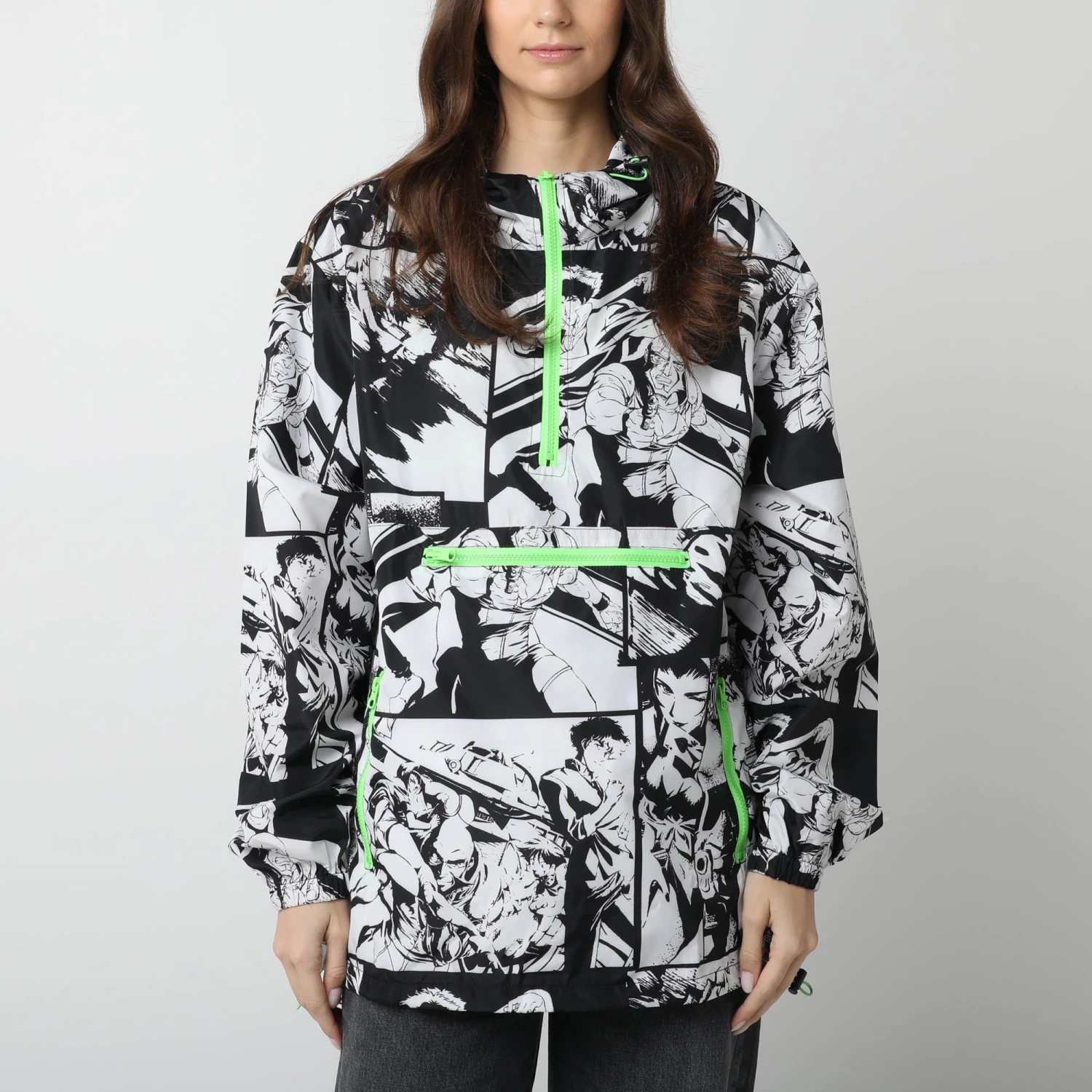 Crew Panels Black And White Packable Anorak 3 Crew Panels Black And White Packable Anorak