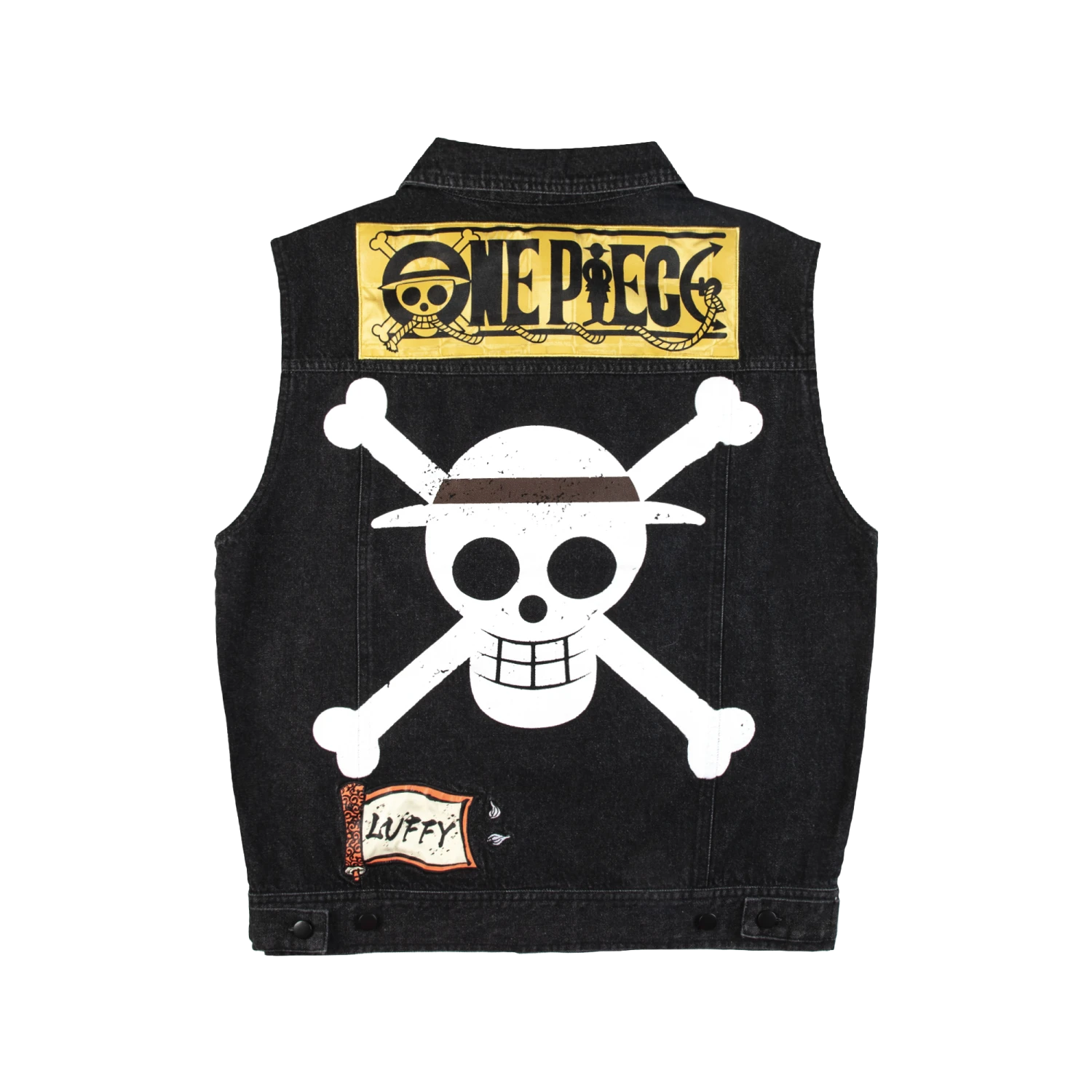 One Piece Luffy Denim Vest 4 One Piece Luffy Denim Vest - Image 2