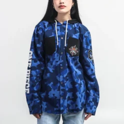 One Piece Straw Hat Crew Hooded Camo Flannel -Atsuko Sale Store OWM6647ONP ecomm LUNASMALL