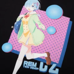 Rem Twin Demon Casual Black Tee -Atsuko Sale Store TS9L4UCRU 4