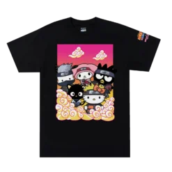 Hello Kitty And Friends X Naruto Clouds Black Tee