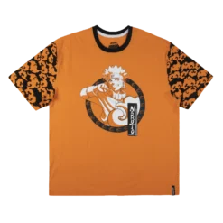 Naruto Pattern Sleeve Orange Tee