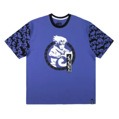 NARUTO Sasuke Pattern Sleeve Purple Tee