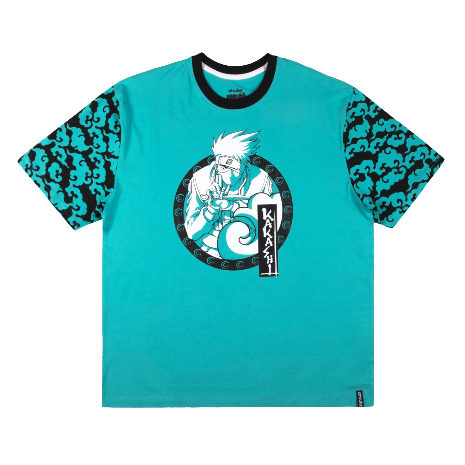 NARUTO Kakashi Pattern Sleeve Teal Tee 3 NARUTO Kakashi Pattern Sleeve Teal Tee