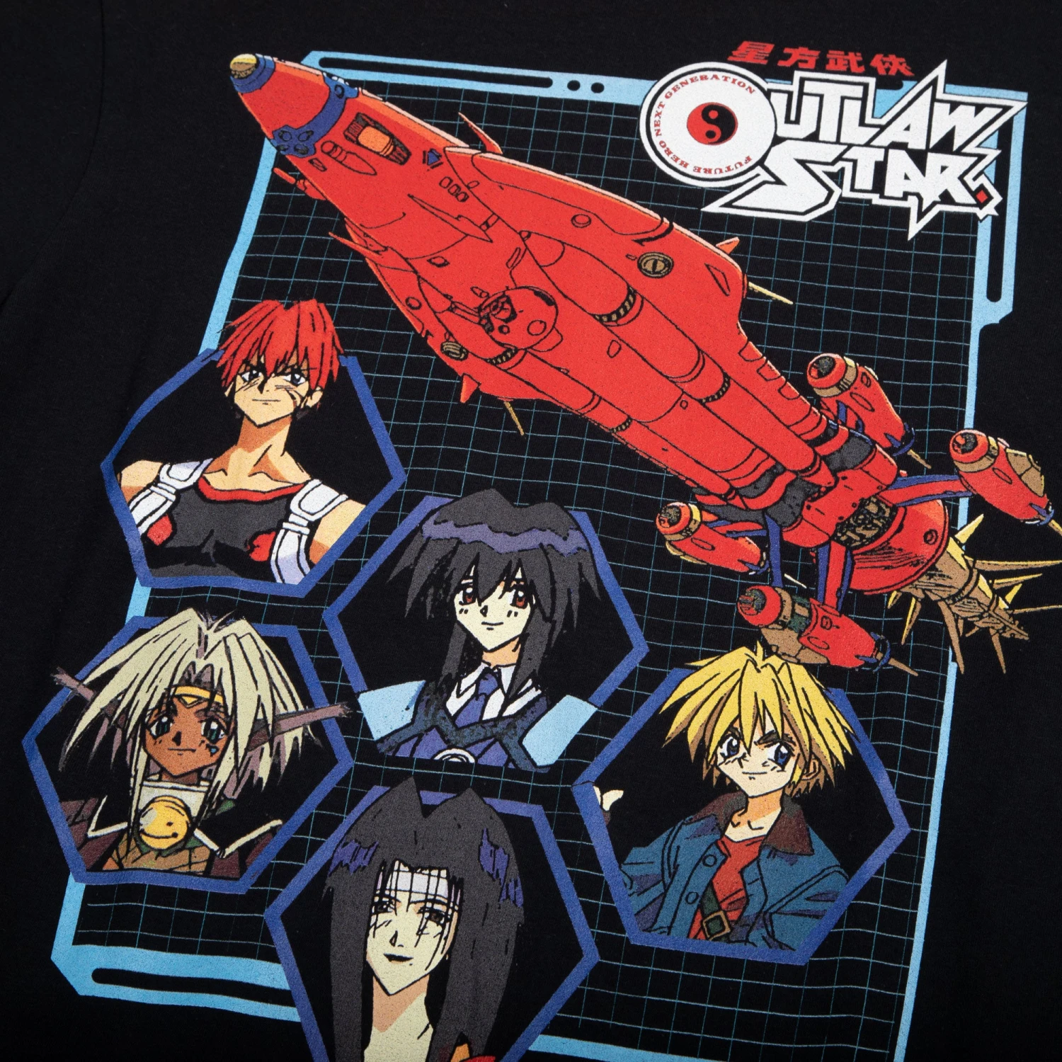 Outlaw Star Characters Black Tee 4 Outlaw Star Characters Black Tee - Image 2
