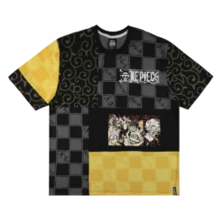 One Piece Straw Hats Patchwork Gold Tee