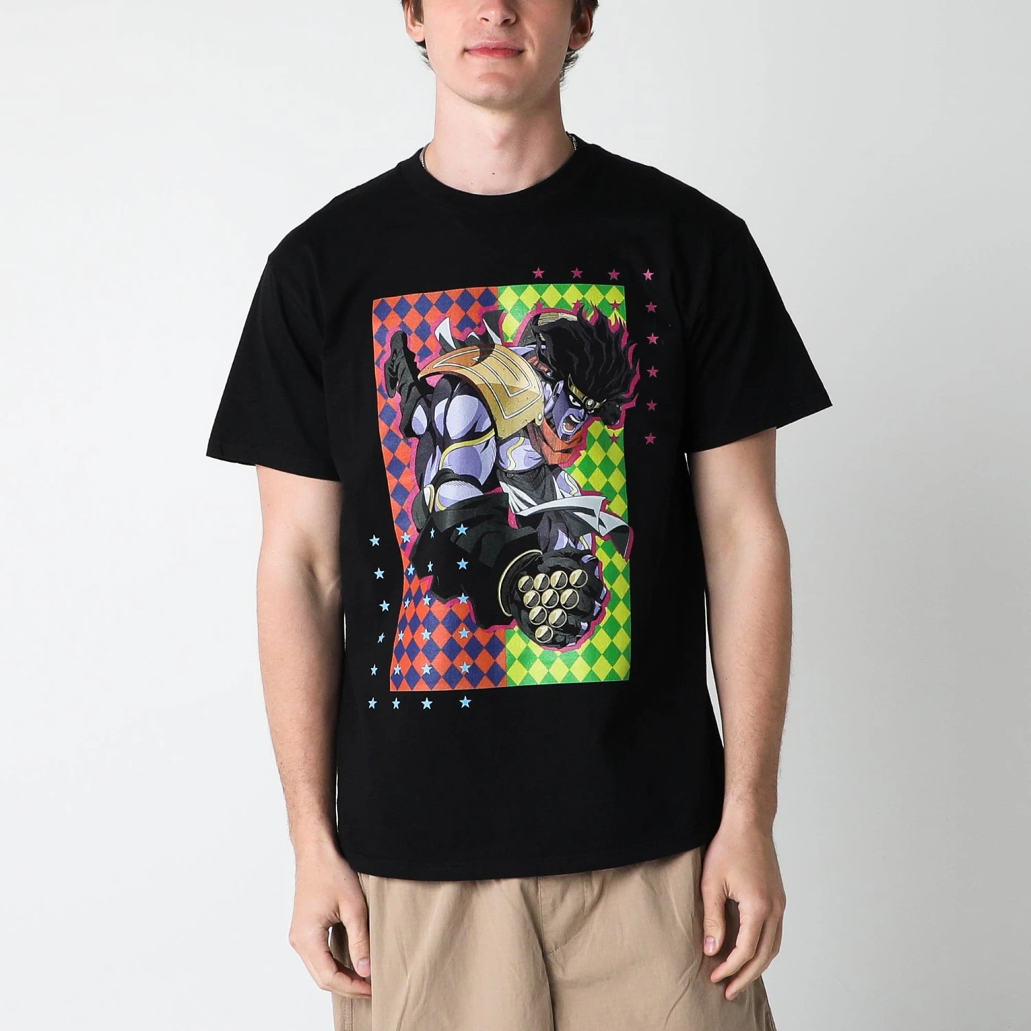 Star Platinum Diamond Pattern Black Tee 3 Star Platinum Diamond Pattern Black Tee