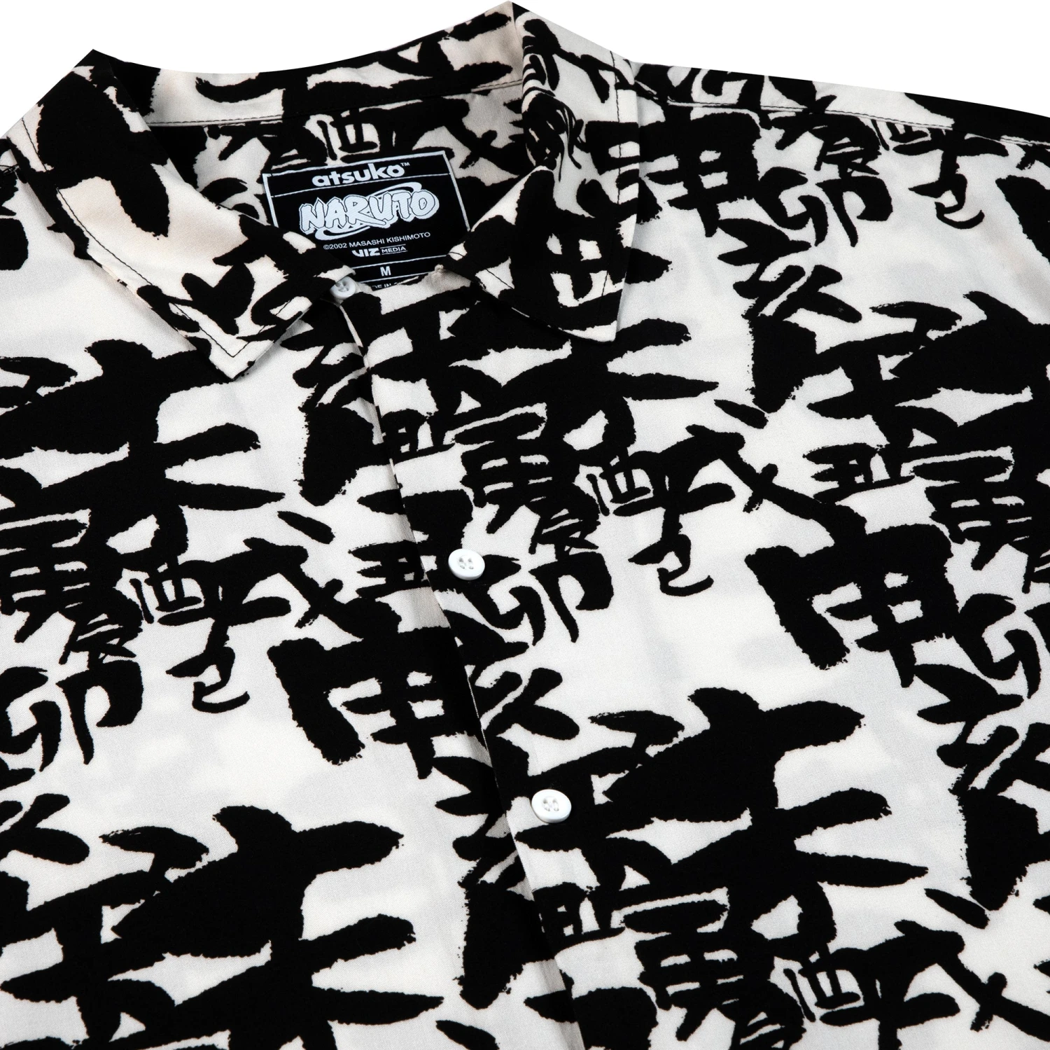 Naruto Allover Black & White Print Button Down Shirt 5 Naruto Allover Black & White Print Button Down Shirt - Image 3