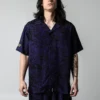 Eva Unit-01 Topography Print Purple Button-Down Shirt -Atsuko Sale Store WVA2JSSNGE ecomm