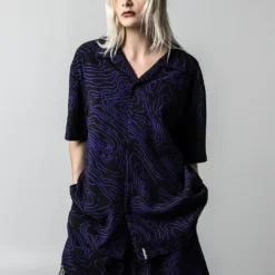 Eva Unit-01 Topography Print Purple Button-Down Shirt -Atsuko Sale Store WVA2JSSNGE ecomm 5