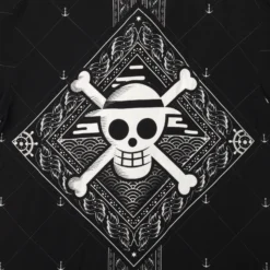 One Piece Straw Hat Crew Black Button-Down Shirt -Atsuko Sale Store WVA6828ONP 2