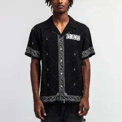 One Piece Straw Hat Crew Black Button-Down Shirt