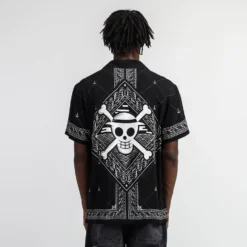 One Piece Straw Hat Crew Black Button-Down Shirt -Atsuko Sale Store WVA6828ONP ecomm ANTHONYLARGE 3