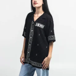 One Piece Straw Hat Crew Black Button-Down Shirt -Atsuko Sale Store WVA6828ONP ecomm LUNASMALL 2