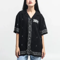 One Piece Straw Hat Crew Black Button-Down Shirt -Atsuko Sale Store WVA6828ONP ecomm LUNASMALL