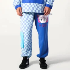 Killua Blue Split Checkered Sweatpants -Atsuko Sale Store ZTM59Z7HXH ecomm6