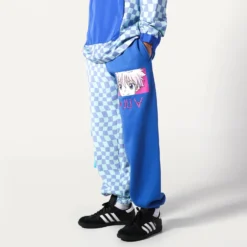 Killua Blue Split Checkered Sweatpants -Atsuko Sale Store ZTM59Z7HXH ecomm7